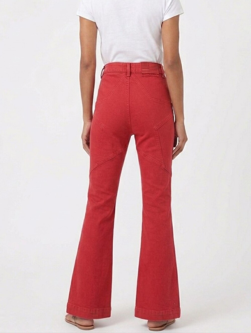 Revice Denim Red Venus Flare Star Back Jeans 27 High Rise Boho Western Retro - Picture 11 of 15